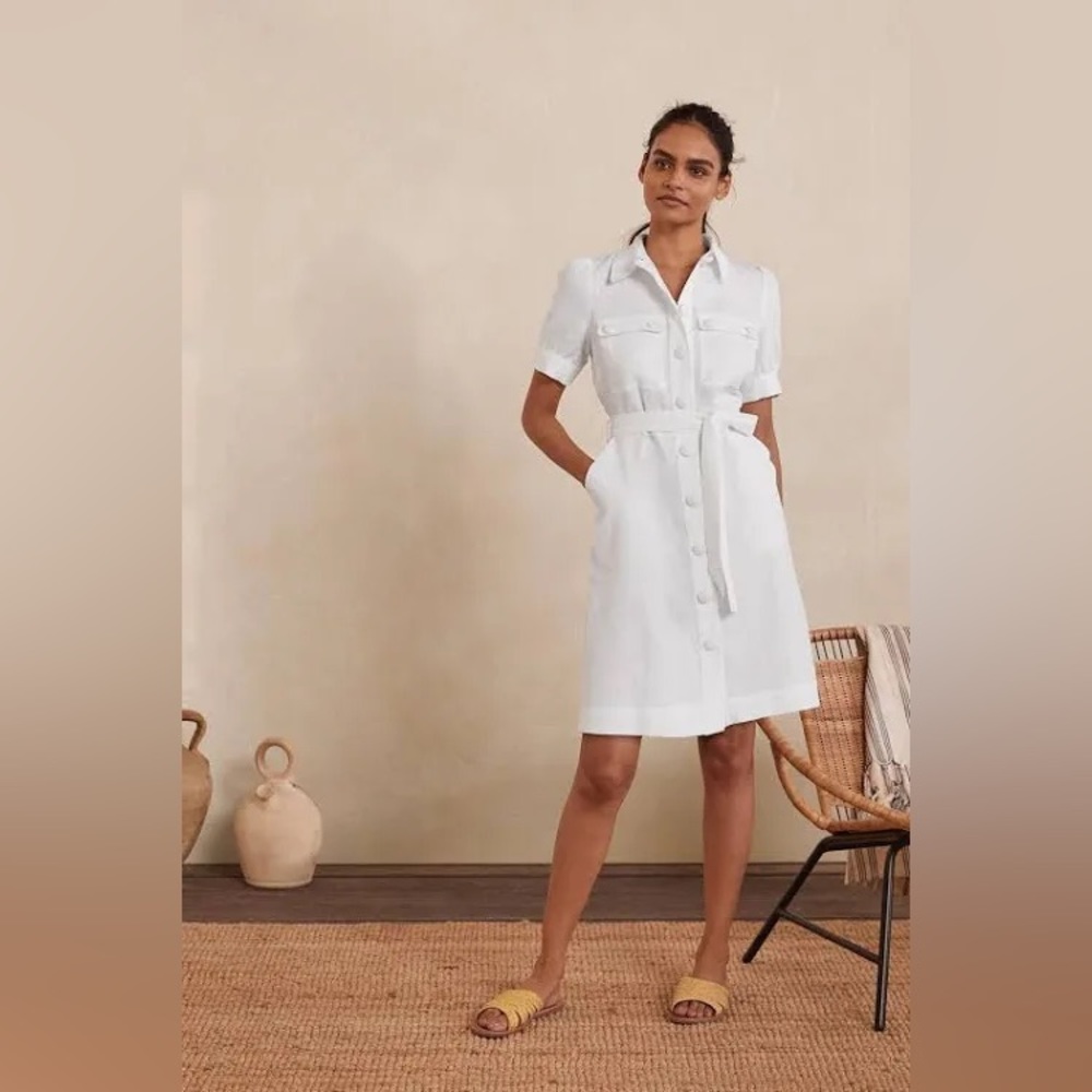 Boden White Mini Shirt Dress